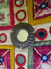 Rare vintage silk floss Hindu JADEJA tribal CHAKLA (wall hanging) from Saurashtra, Gujarat, India