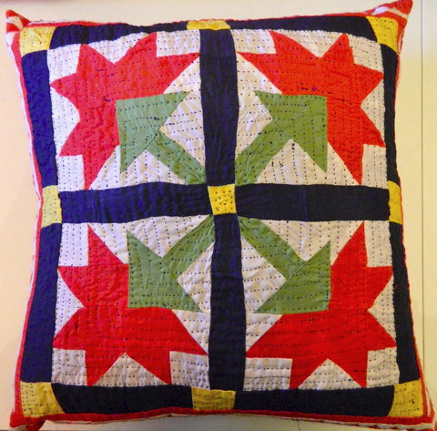 Hand stitched patchwork and reverse applique CUSHION made by Meghwar women, Sindh, Pakistan