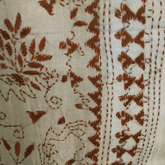 SOLD Traditional West Bengali hand-embroidered, Kantha pure silk scarf or shawl
