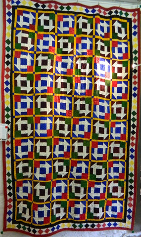 Fully hand-stitched vintage patchwork Meghwar Tribal Ralli/quilt, Tharparker Desert, Sindh, Pakistan