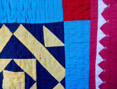 Fully hand-stitched patchwork ralli quilt/throw made by Meghwar women, Sindh, Pakistan