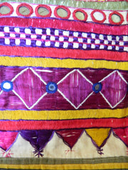 Rare vintage silk floss Hindu JADEJA tribal CHAKLA (wall hanging) from Saurashtra, Gujarat, India