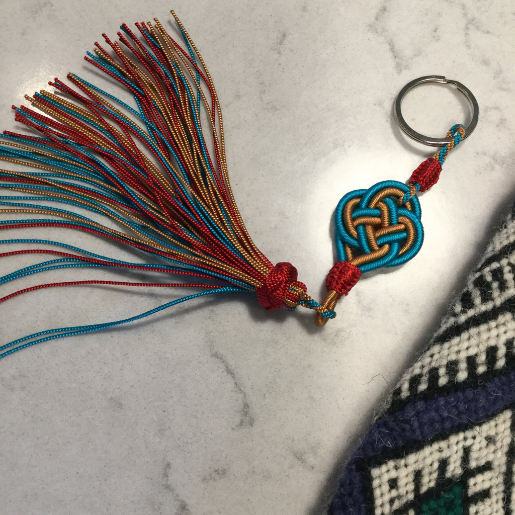 Moroccan hand knotted tassel keyring from Marrakech