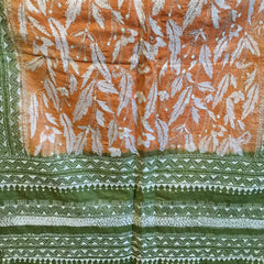SOLD Traditional West Bengali hand-embroidered pure silk kantha shawl scarf throw